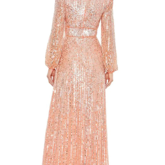 NWT Mac Duggal V Neck Empire Waist Puff Shoulder Sequin Embellished Gown Size 20 - Picture 14 of 14